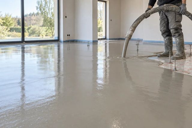 Coulage d’une chape liquide autonivelante